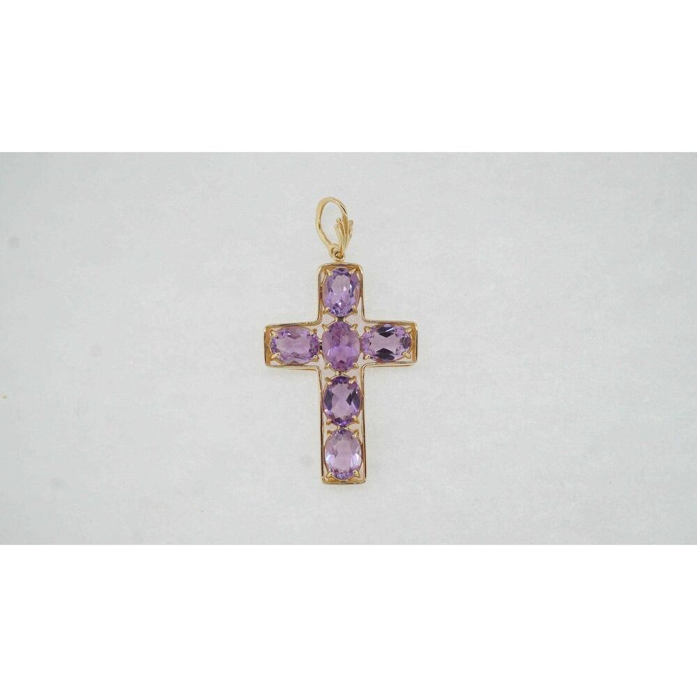 14K Yellow Gold Estate Amethyst Pendant 5.10 TCW Fine Jewelry